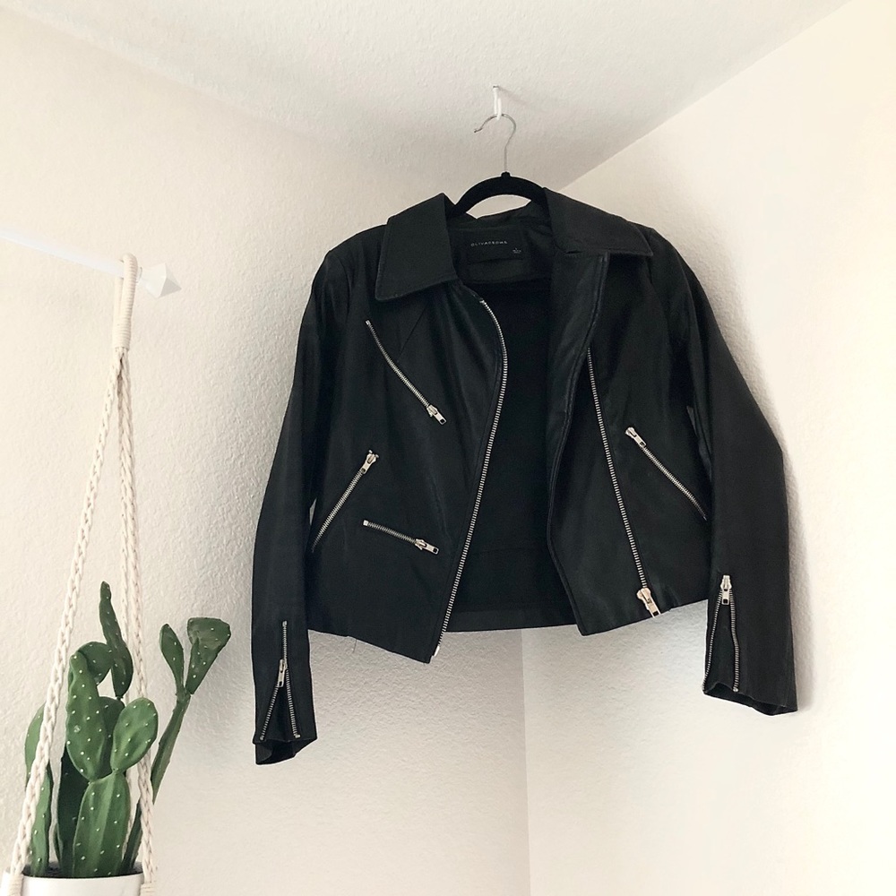 Leather Style Jacket with Zipper Detailing